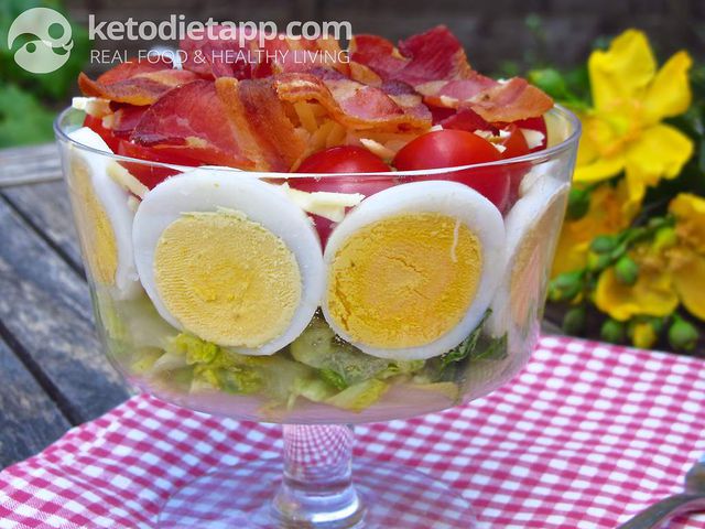 Keto meal - Layered Chef salad | KetoDiet Nutrition Facts